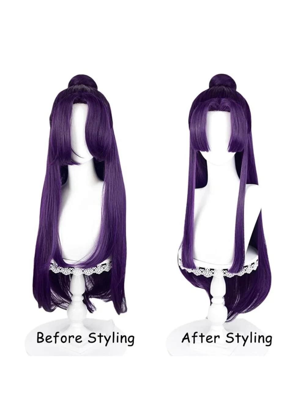 Women's Purple Heat Resistant Synthetic Fiber Long Straight Ombre Wigs